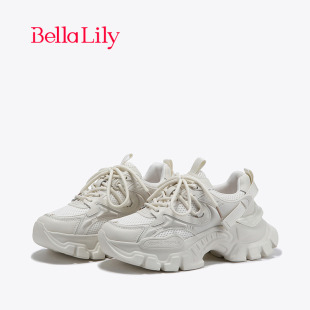 BellaLily2024欧洲站显瘦松糕鞋女减龄老爹鞋运动小白鞋子
