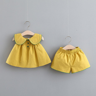 宝宝夏季洋气套装1-3岁婴儿周岁，衣服2小女童，可爱娃娃衫短裤两件套
