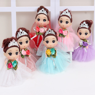 12cm搪胶迷糊娃娃公主，娃娃挂件钥匙扣单个洋娃娃公主包包玩具摆件