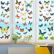 彩色蝴蝶春季季节主题跨境亚马逊儿童卧室橱窗玻璃门静电吸附窗贴