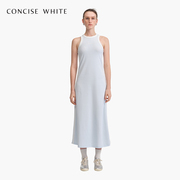 CONCISE-WHITE简白 2024夏季LOGO标拼色无袖背心裙设计师品牌