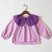 100-150码～宽松版型～春秋女童纯棉娃娃衫柔软透气气质紫色