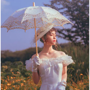 蕾丝伞公主洋伞婚纱照外景摄影道具法式白色花边伞舞蹈伞走秀装饰