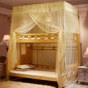 蚊帐子母床上下铺一体p式1.2米1.5米儿童床双层高低床铁架实木床
