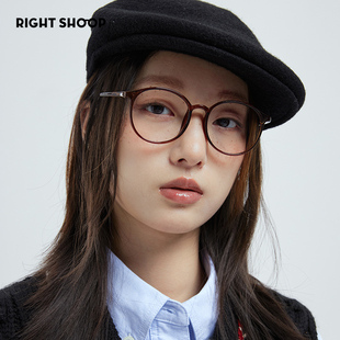 透感氛围!右店7克韩国超轻tr90茶色圆框眼镜，近视男女可配度数