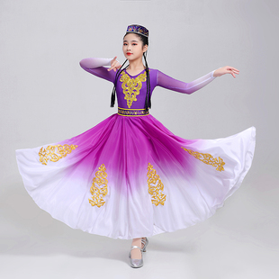 新疆舞蹈演出服儿童小小古丽维吾族舞蹈，服女童幼儿少数民族服