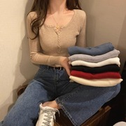 反季外贸品牌折扣女装长袖针织毛衣女秋冬韩版修身显瘦打底衫