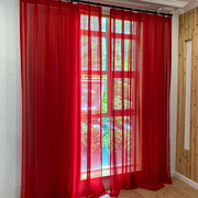 金衢窗帘中国风喜庆红色，柔软金刚纱中式客厅，卧室金刚高档垂坠窗纱