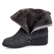 冬季雪地靴防滑坡跟加绒保暖羊毛，靴子女短靴大棉靴磨砂真皮女