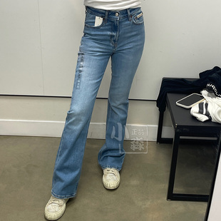 CK Calvin Klein春夏女士舒适Flare中腰弹力小喇叭牛仔裤长裤