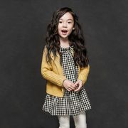 韩版秋冬款童装儿童，女童磨毛格子长袖，百搭打底黑白格子连衣裙