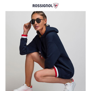 rossignol卢西诺(卢西诺)女士，连帽卫衣连衣裙短袖，中长款气质夏季法国金鸡