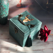 复古墨绿色三层饰品盒，收纳盒欧式手饰品，可爱首饰盒小号儿童
