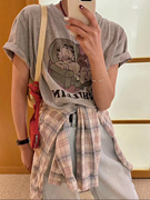 现!韩国东大门女装，2024春夏加菲猫可爱卡通，图案短袖t恤