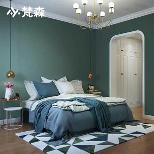北欧无纺布纯色素色墨绿色墙纸，复古卧室客厅背景墙壁纸非自粘刷胶