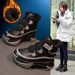 欧洲站雪地靴女2024年冬季保暖加厚加绒短靴，厚底内增高女棉鞋