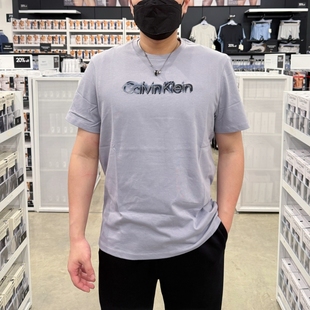 CK Calvin Klein 男士春夏新款潮流刺绣晕染幻影字母圆领短袖T恤