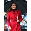 高端定制凯特王妃同款红色大牌修身款羊毛长款西装领大衣毛呢外套