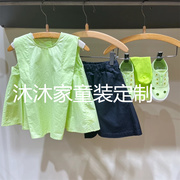 童装定制2023韩版夏季女童时尚背心衬衫纯色大摆百搭上衣