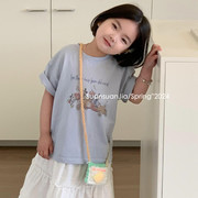 韩系童装女童卡通数码印花短袖棉T恤春夏儿童休闲宽松上衣韩