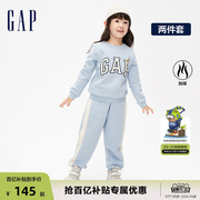 gap女幼童冬季logo洋气加绒卫衣卫裤两件套儿童装运动套装836871