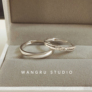 wangru往如繁星对戒纯银，情侣戒指女小众设计一对轻奢高级感礼物