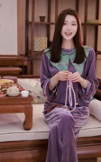 2024新中式女装轻国风紫色丝绒两件套女秋冬高端老钱风上衣