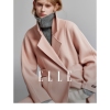 ELLE法式粉色设计感系带毛呢外套女2023冬装长款双面呢大衣