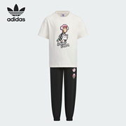 阿迪达斯三叶草小童夏季运动套装，透气休闲短袖长裤，两件装ix4370