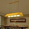 创意个性民宿餐厅茶楼店铺商用灯玻璃原木色装饰吧台长条竹艺吊灯