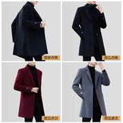 日本fg毛呢大衣冬季加厚中长款羊绒呢子男士外套，披风英伦风帅气风