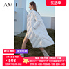 amii2024冬季白鸭绒(白鸭绒，)羽绒服女高领，简约设计感轻盈保暖长款外套