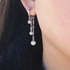 s925纯银高级感水晶球耳环，耳扣新潮简约时尚气质，短流苏小众女耳圈