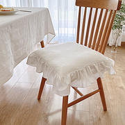 少女椅子垫ins花边坐垫法式纯棉透气餐椅可拆洗布艺加厚绑带座垫