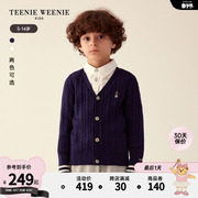 TeenieWeenie Kids小熊童装男童23年款秋季麻花纹针织毛衣开衫