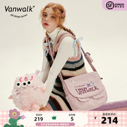 VANWALK毛怪系列 自制美式复古斜挎包女款单肩帆布袋大容量邮差包