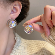 水晶耳环2023耳钉女纯银针小众耳饰坠设计感高级轻奢气质