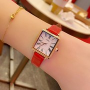 士小表盘风真皮表带手表，女长方形复古气质简约时尚石英国产腕表