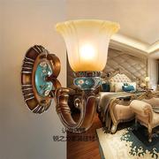 易梅欧式壁灯卧室过道床头灯个性创意客厅背景墙灯具古典奢华双头