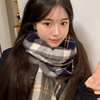 氛围感格子围巾女冬季2023韩版百搭学生可爱情侣，加厚保暖围脖