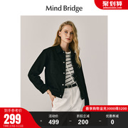 mbmindbridge百家好女士黑色，设计感外套，春季简约夹克百搭短上衣