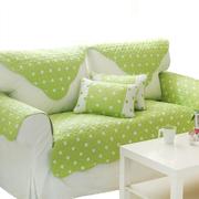 全棉沙发垫蓝白波点双面用布艺绿色小清新圆点组合沙发四季通