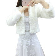 冬季婚纱新娘披肩长袖韩版伴娘礼服，白色披肩大小码加厚保暖外套秋