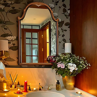 法式复古浴室镜异形壁挂卫生间化妆镜子美式客厅背景墙中古装饰镜