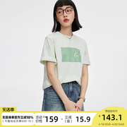 CLOUDSPACE「夏日icon」条纹字母印花薄荷绿T恤夏季基础短袖