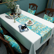 桌布桌旗布艺田园中式风，现代简约茶几，布长方形餐桌布椅套椅垫套装