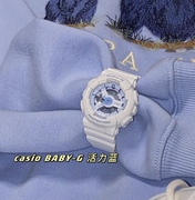 CASIO卡西欧BABY-G主题系列白蓝色可爱运动时尚防水手表日韩女表