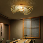 新中式吸顶灯饭店餐厅禅意竹编卧室书房创意个性东南亚日式灯具