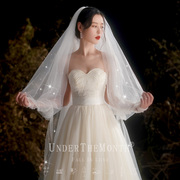 新娘结婚主婚纱头纱韩式长款大拖尾头纱超仙森系网红拍照道具