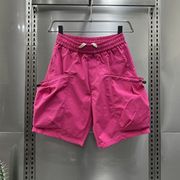 夏季糖果色大兜短裤，潮牌痞帅工装裤，美式高级感裤子粉色沙滩裤